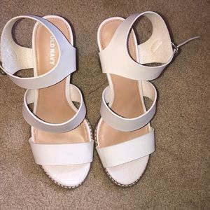 Women’s White sandals with chunky heel